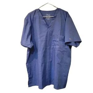 𝅺Edge By IRG Men's Ciel Blue Poly/Rayon/Spandex Blend V-Neck Scrub Top NEW